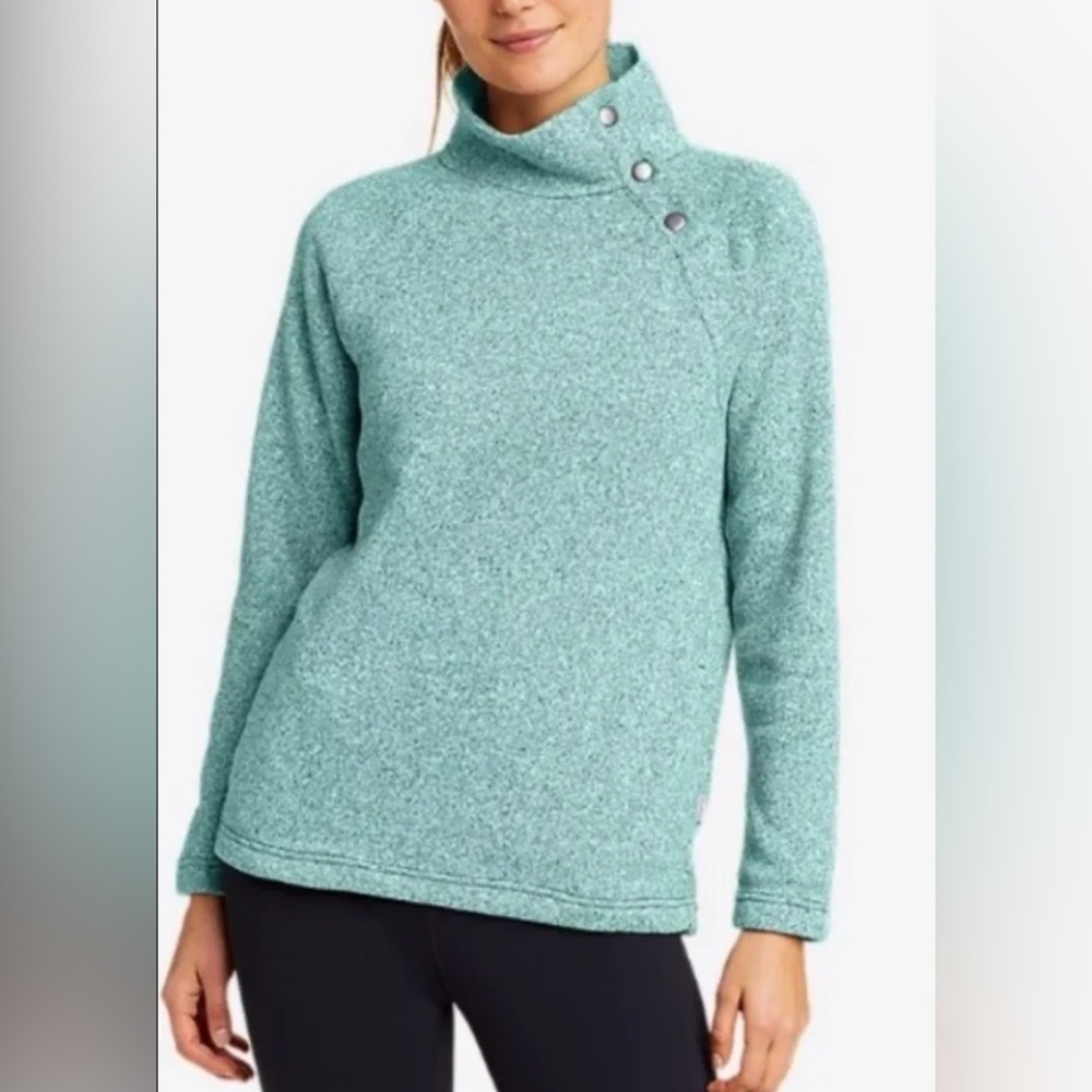 Eddie Bauer Women's Three Snap Button Mock Turtleneck Size M